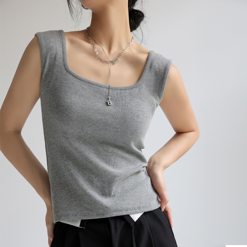 Women's sleeveless square neck vest 5