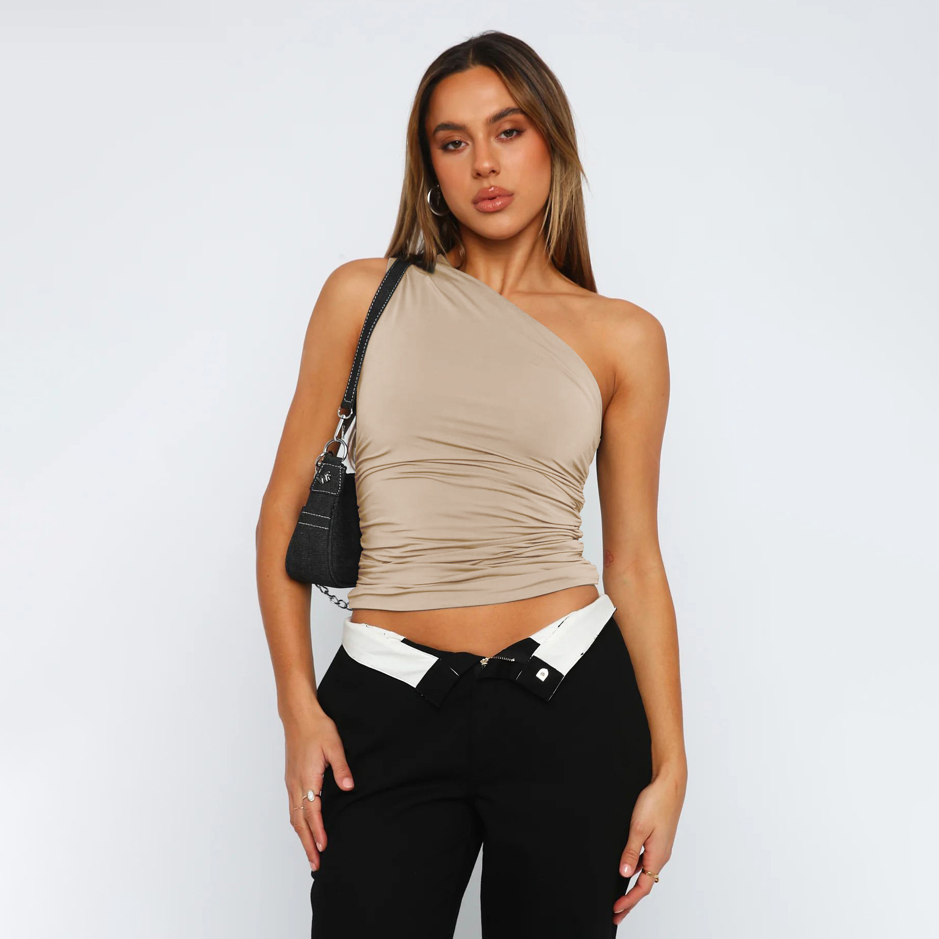 One-shoulder sleeveless slim-fit top 23