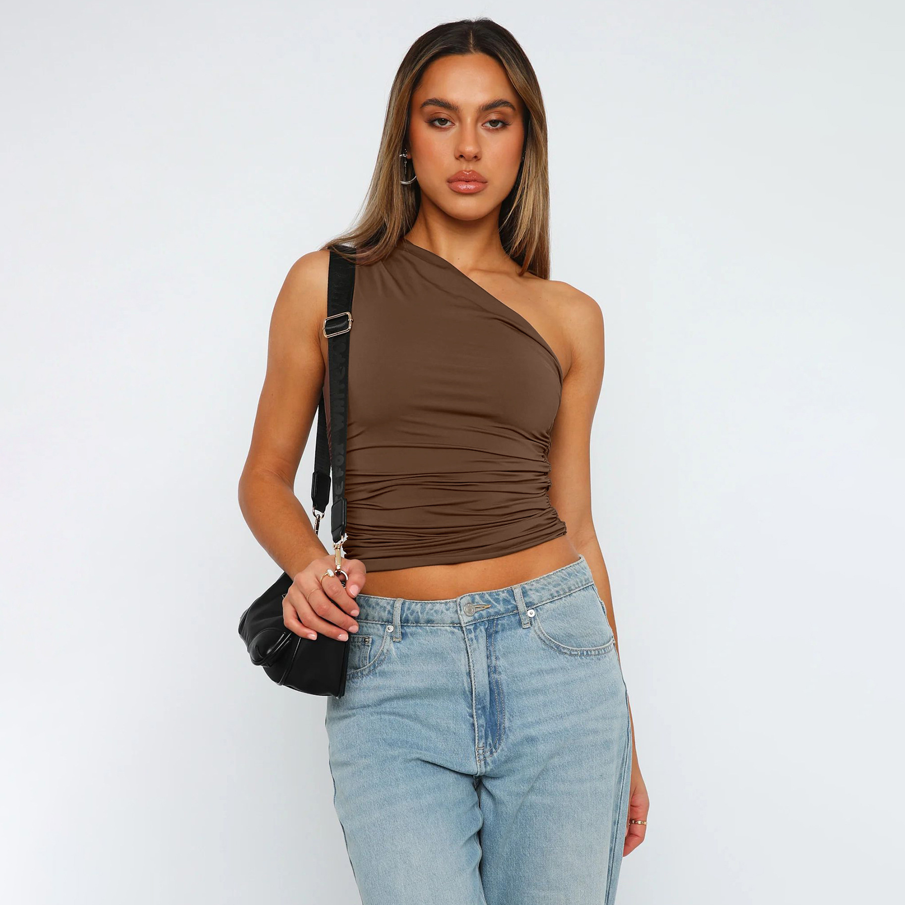 One-shoulder sleeveless slim-fit top 23