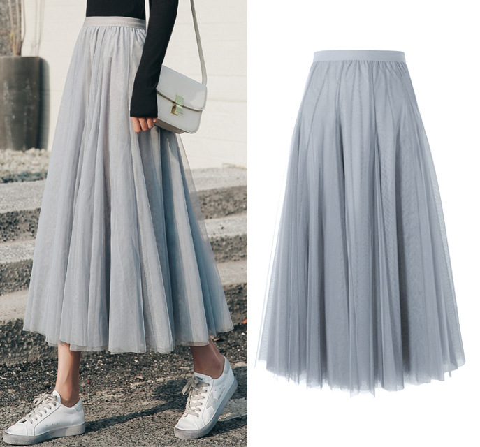 Pleated skirt mesh skirt women's fairy gauze skirt 19
