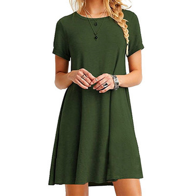 Short sleeve plus size solid color dress 20 02