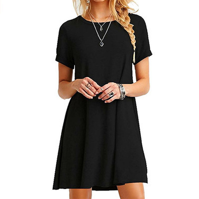 Short sleeve plus size solid color dress 20