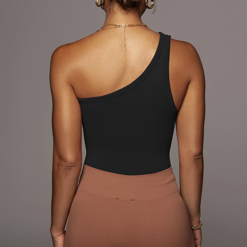 Short slim one shoulder sleeveless camisole 7