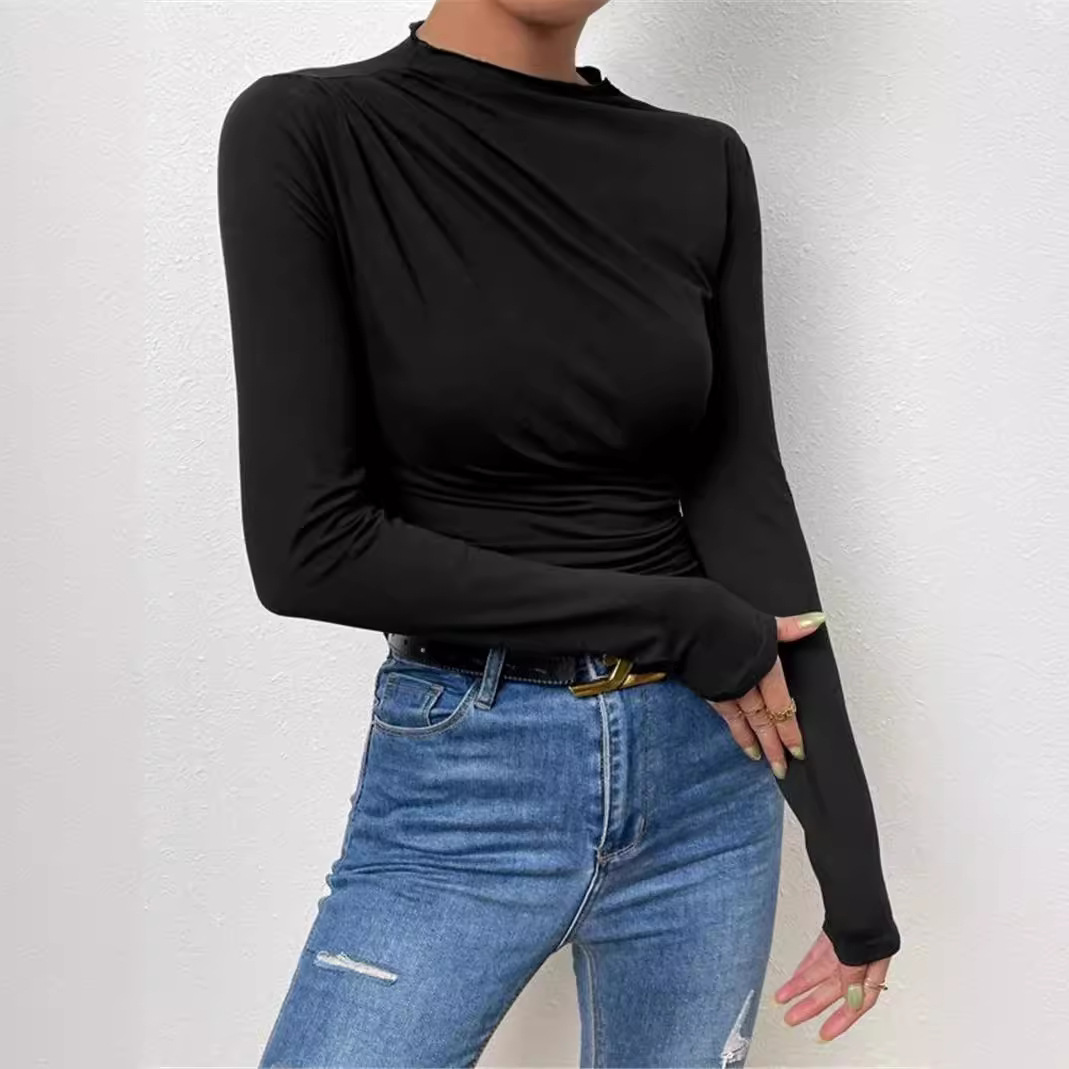 Half turtleneck solid color slim fit bottoming shirt 30