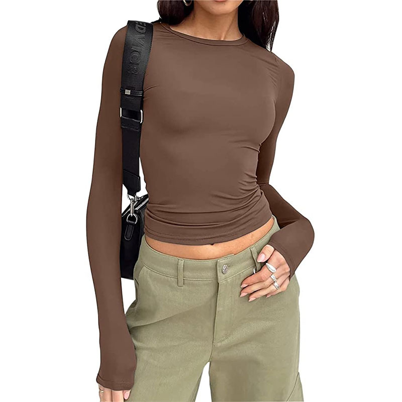 Casual T-shirt solid color slim fit pullover 39