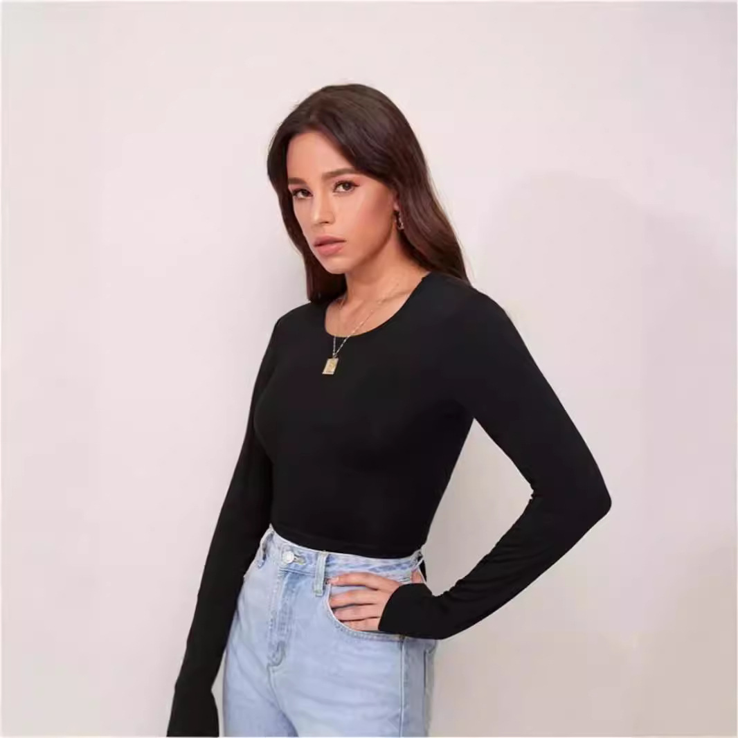 Design sense hollow back tie versatile long sleeves 41