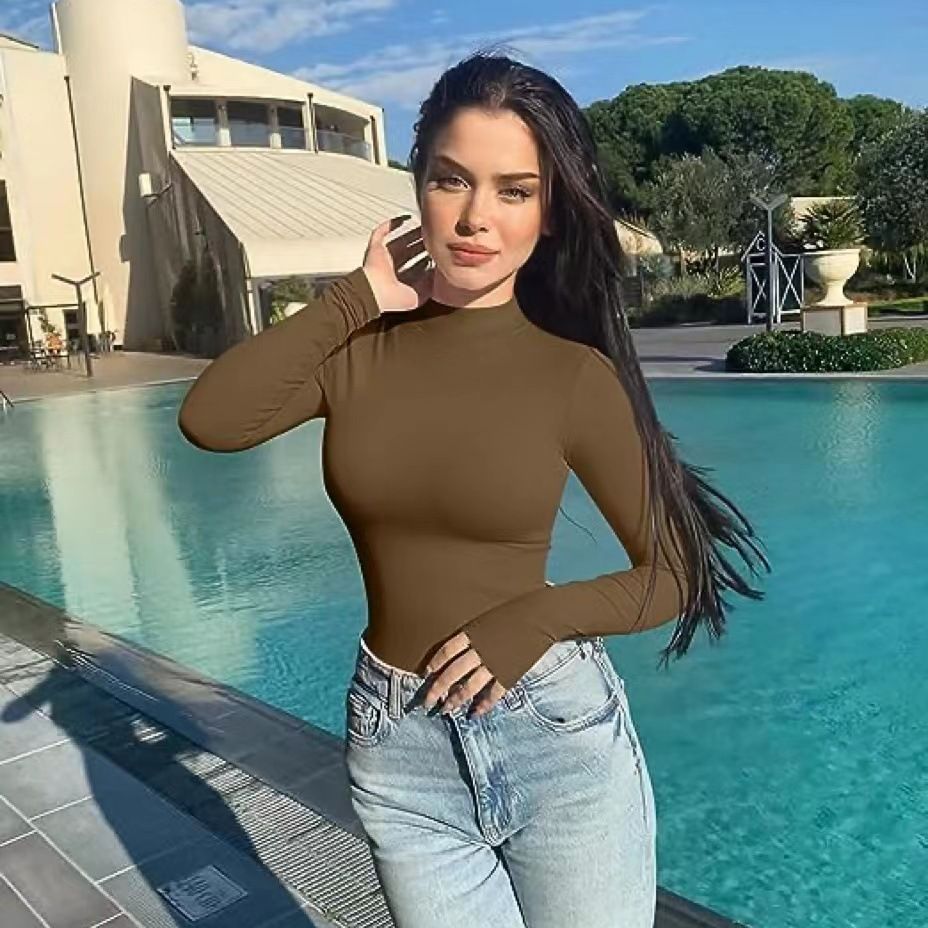 High collar elastic close-fitting casual sports T-shirt 40