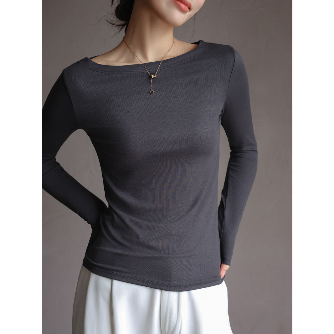 One-shoulder slim-fit long sleeves simple style 50